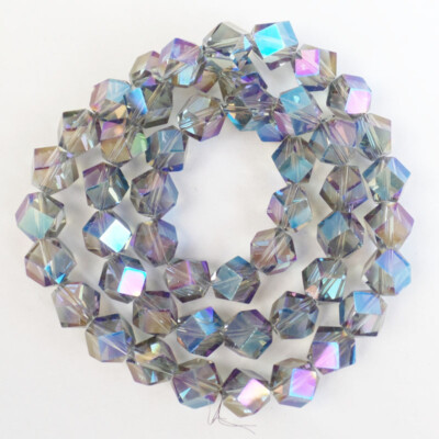 9mm Faceted Blue Purple Crystal Polygon Loose Beads 15.5''SK64929