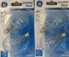 4 GE 60W Crystal Clear Ceiling Fan Light Bulbs w/Candelabra Base- 2700K