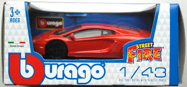 Bburago Lamborghini Aventador LP700-4 Blutorangemetallic 1:43 Neu/Ovp Modellauto-image