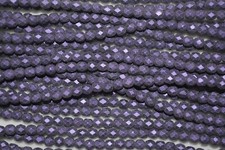 Czech Fire Polished 4mm round faceted glass beads - Metallic Suede Purple