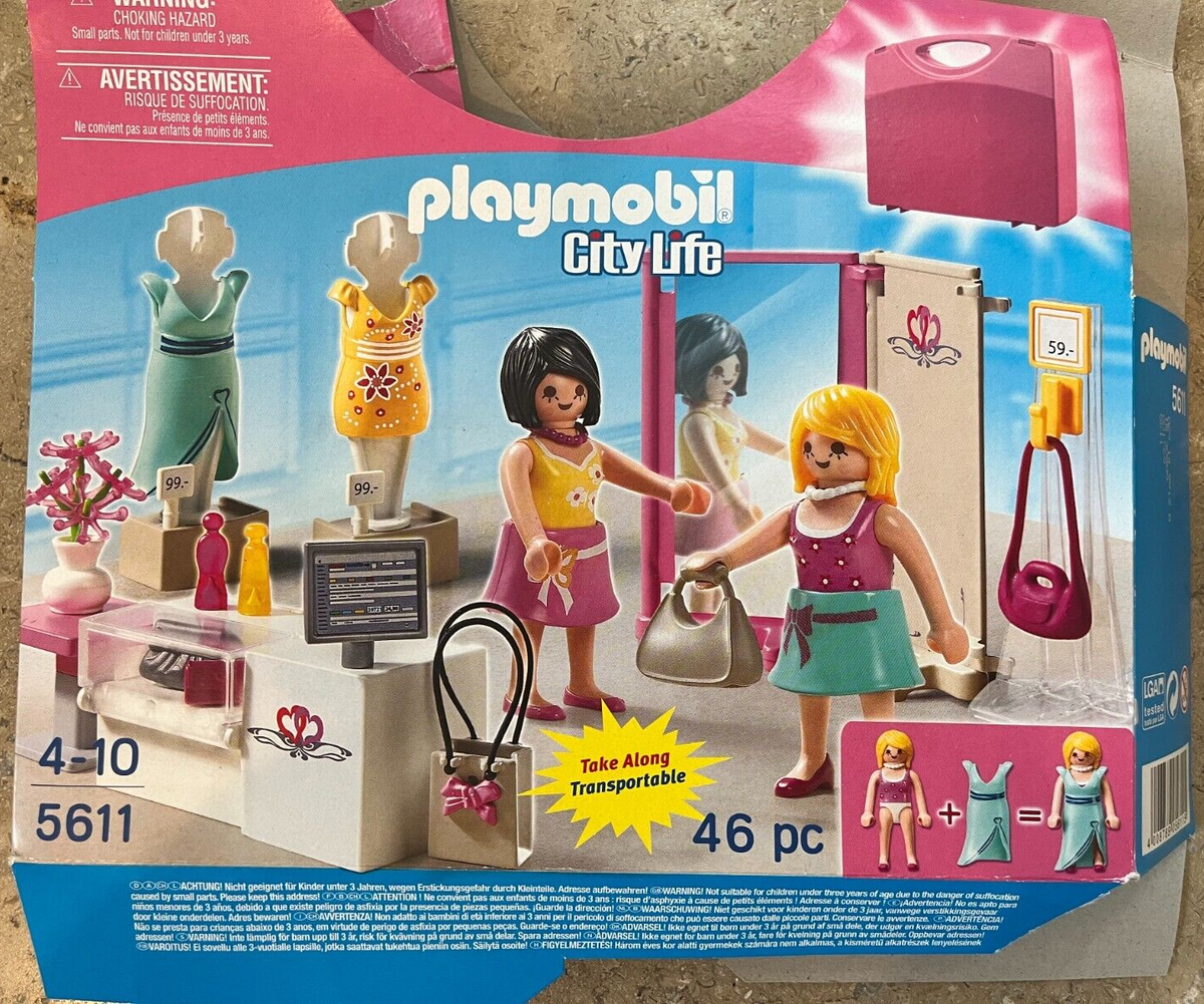 Playmobil 5611 Dress Shop Carry Case plus EXTRA Clothes Trolley