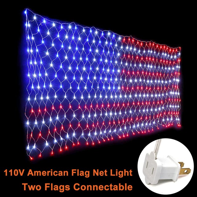 American Flag LED Lighted Net Outdoor Yard Home Decoration Patriotic Spirit eBay