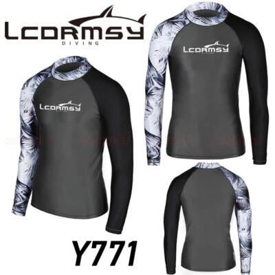 LCDRMSY HERREN LANGARM RASH GUARD LONGSLEEVE UV SCHUTZ SHIRT BADEMODE SURFEN TAUCHEN 771