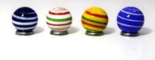 Stripes - 25mm Handmade Art Glass Marbles - Set of 4 w Stands