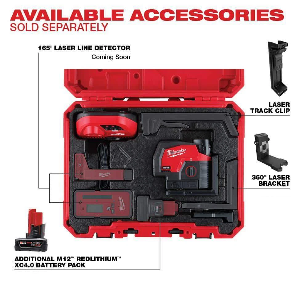 Milwaukee Laser Level Kit 12V Li-Ion Cordless Max Distance Adjustable w/Magnetic