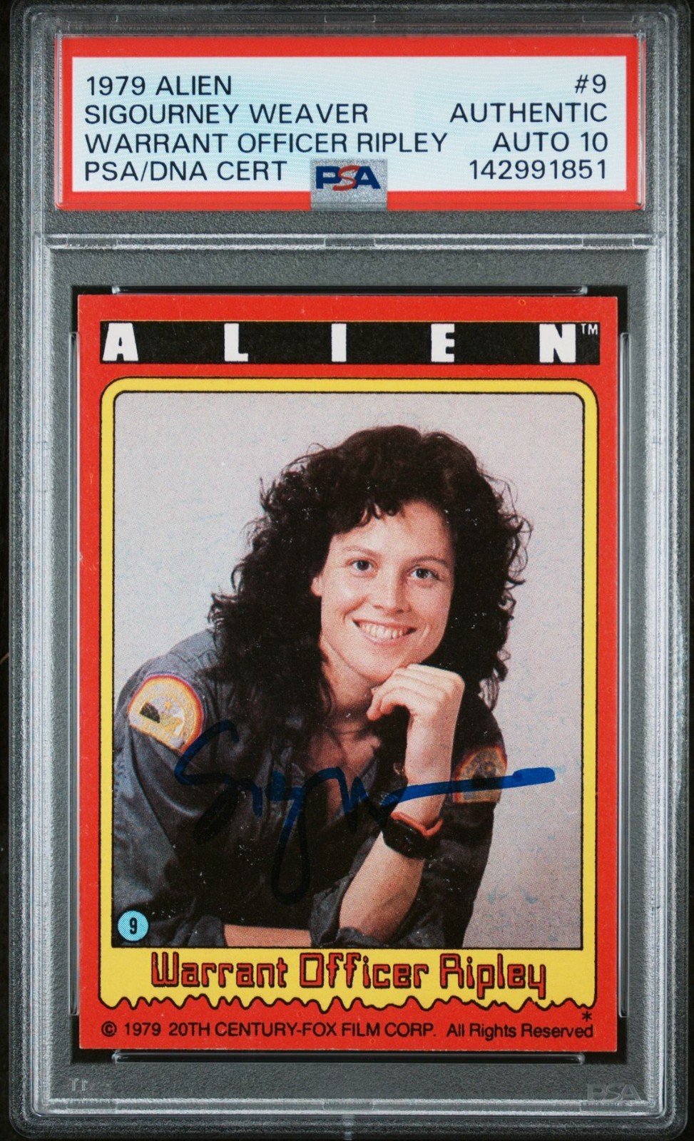 1979 Topps Alien #9 Warrant Officer Ripley Sigourney Weaver PSA DNA 10 Auto