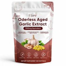 Odorless Aged Garlic Extract Softgels 300 Count Vegetarian Heart Immune Support