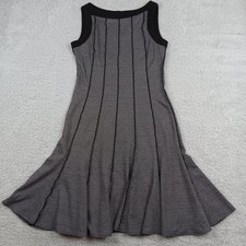 Dressbarn Fit and Flare Dress Women 8 Black White Geometric Piping 31492