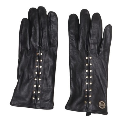 Michael Kors, Lederhandschuhe, Größe: 7, Leder/Polyester, Schwarz, Damen #vQM