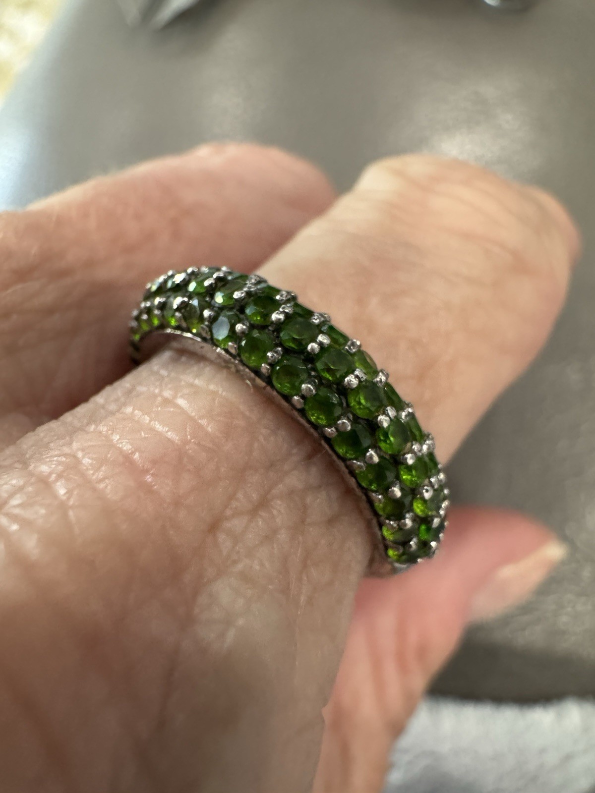 Beautiful sterling silver stackable with Green pa… - image 7