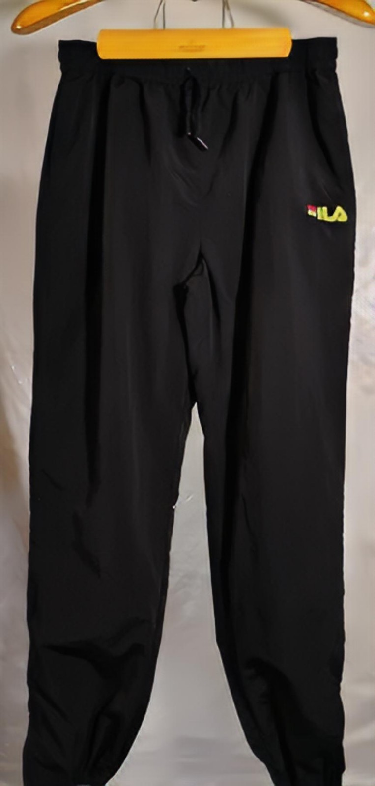 FILA Track Pants Uomo L Nero Neon Logo Giacca a Vento Joggers Stile Retrò Moderno