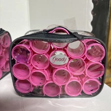 Vintage Goody Snap Over Hair Rollers 16 Large 1”Pink Curlers Plastic