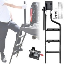 45" Foldable Pickup Truck Tailgate Ladder with Grab Handle, Heavy Duty Univer...
