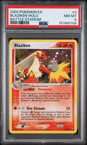 2004 POKEMON EX BATTLE STADIUM #3 BLAZIKEN-HOLO PSA 8