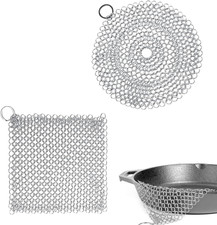 Scrubber per Cotta Di Maglia in Acciaio Inossidabile, 2 Pz Cast Iron Cleaner Scr