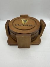 Guinness Beer Coaster Set with Holder - Set Of 4 Beer Barrel Wood See Pics