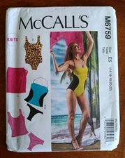 McCALL's  6759 Swimsuits Tankini and Sarong  Size 14 - 22 UNCUT FF