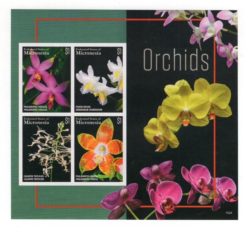 Micronesia 2015 Orchids IMPERFORATE Sheet- Sc# 1185 -OG MNH Only 100 issued