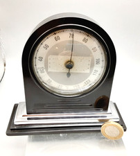 Art Deco Brown Bakelite & Chrome Desk Top Thermometer "Thermodial" 1930s