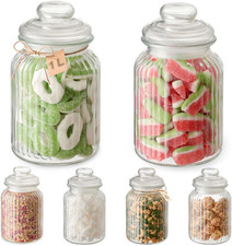 Barattolo per Caramelle in Vetro – Set 6 X 1L – Con Coperchio Ed Etichette – Sti