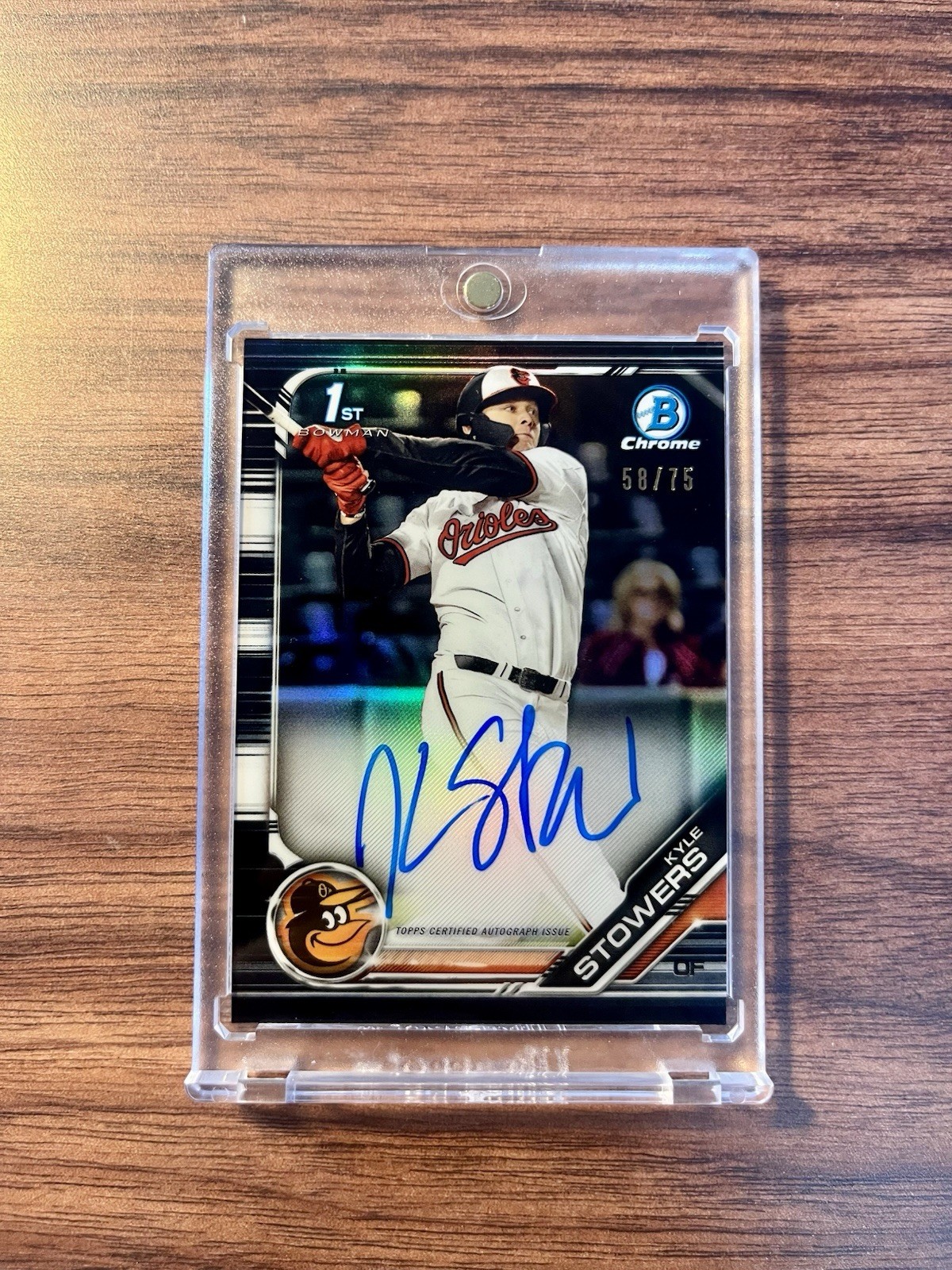 2019 Bowman Chrome Kyle Stowers 1st Bowman Black On Card RC Rookie Auto /75