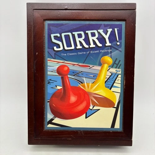 Sorry Vintage Game Collection COMPLETE Parker Brothers 2009 Wooden Box Bookshelf