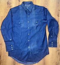 Vintage 90s NWOT Wrangler Denim Pearl Snap, Size 16 1/2-33, made in US, Western