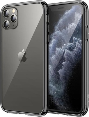 iPhone 11 Pro Max Case Clear Back Shockproof Bumper Protective Phone Cover-Black