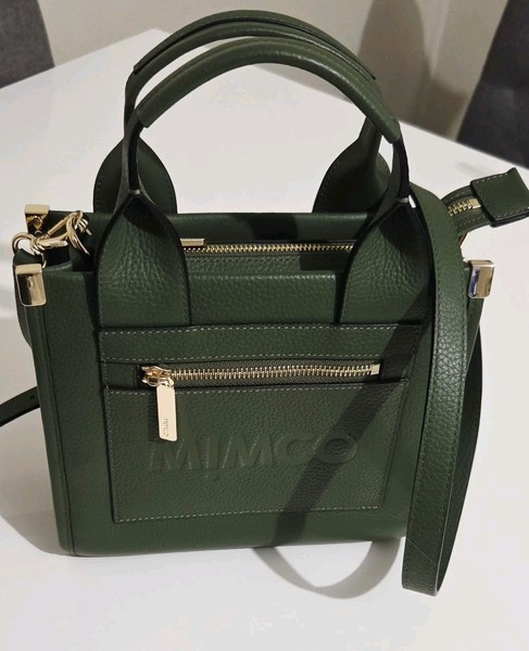 Mimco Patch Leather Mini Tote  im Winter Moss Green Excellent Condition 