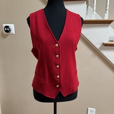 Women’s Boston Traveler 100% Wool Red Vest Size 12 Made In USA