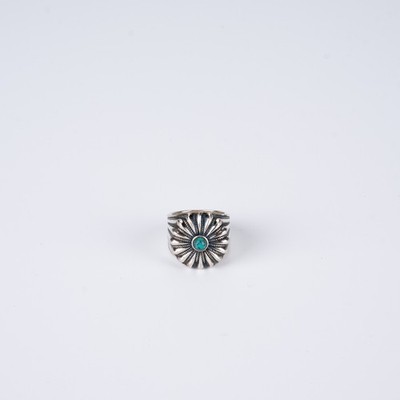 Gucci Ring Cosmogonie Floral Motif Silver Enamel Turquoise Women IT 13 US 6.5