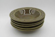 SET 5 VINTAGE SHEFFIELD FRUIT DESSERT BOWLS AVOCADO GREEN SCALLOPED ARCH DESIGN!