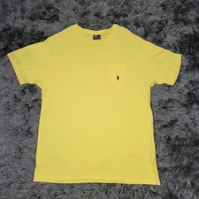 Vintage Polo Ralph Lauren Shirt Mens Large Yellow Pocket Tee Made USA 90s