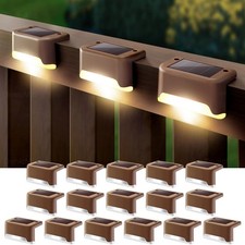 16 Pack Solar Deck Lights Outdoor Waterproof 4000K Warm White for Step Fence ...