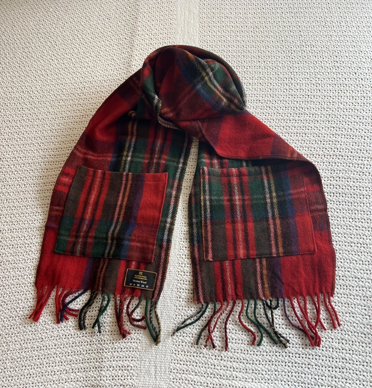 Patrick King Pocket Scarf Men Women Merino Wool Royal Stewart Plaid Tartan