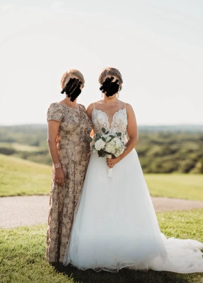Vestido de novia princesa boho de encaje, talla 8, usado una vez solo para ceremonia Foto 4 de 4