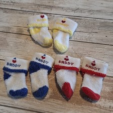 3 Pair of VTG Snug Hug 80's Baby Booties Socks I Love Mommy/I Love Daddy"