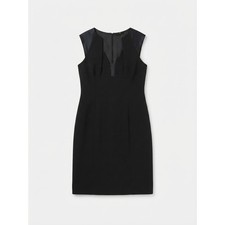 "Elie Tahari Black Dress Silk Yoke Sleeveless Sheath Career Size 8 Quite Luxury