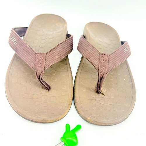 Vionic Flip Flop Sandals Mens 11 Brown Orthotic Thong Supportive Comfort Beach - Afbeelding 3 van 11