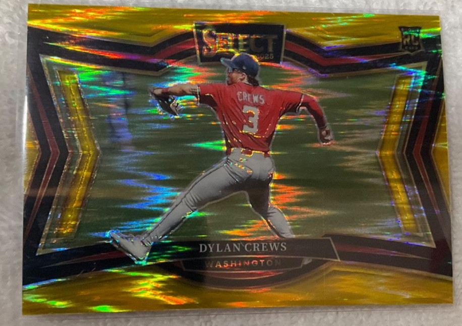 2025 Panini Select Dylan Crews Gold Wave Prizm Diamond Level ROOKIE #295 #4/10