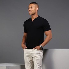 Collars & Co Polo Mens 2XL Black 1/4 Zip Merino Wool Short Sleeve Venetian NWT