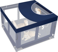 Dog Playpen Cover, 42X42 Inch Dog Play Pen Top with Hooks, Soft Fabric Roof