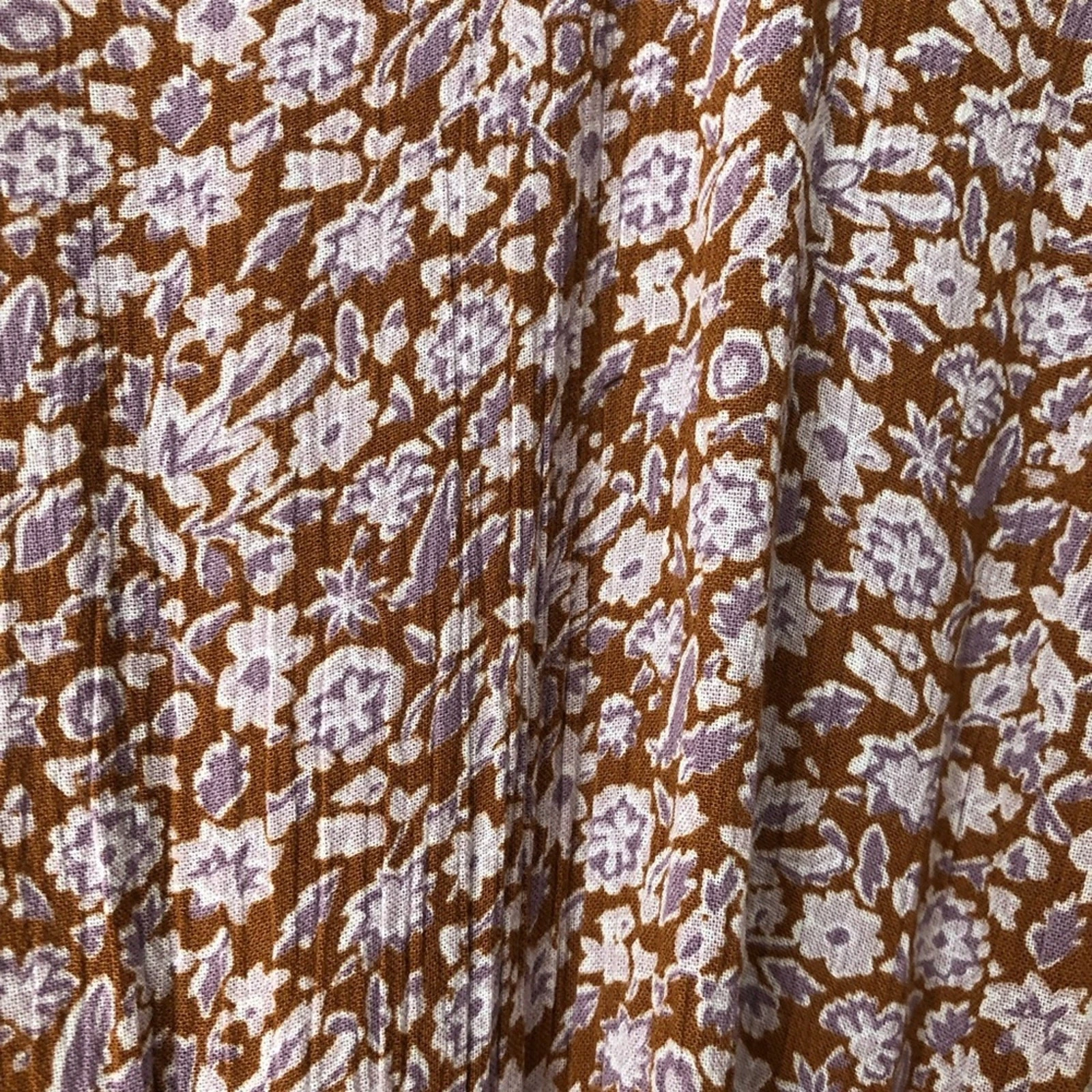 VETEMENTS Abito donna Gap scollo spacco midi Ditsy floreale cravatta vita marrone lavanda taglia XL