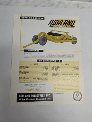 ASHLAND INDUSTRIES SALES INFORMATION SHEET BROCHURE LITERATURE #25 SCRAPER