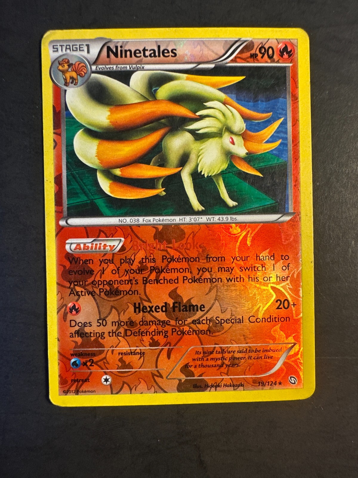 2012 Pokemon Dragons Exalted Ninetales 19 /124 Reverse Holo foil Holographic