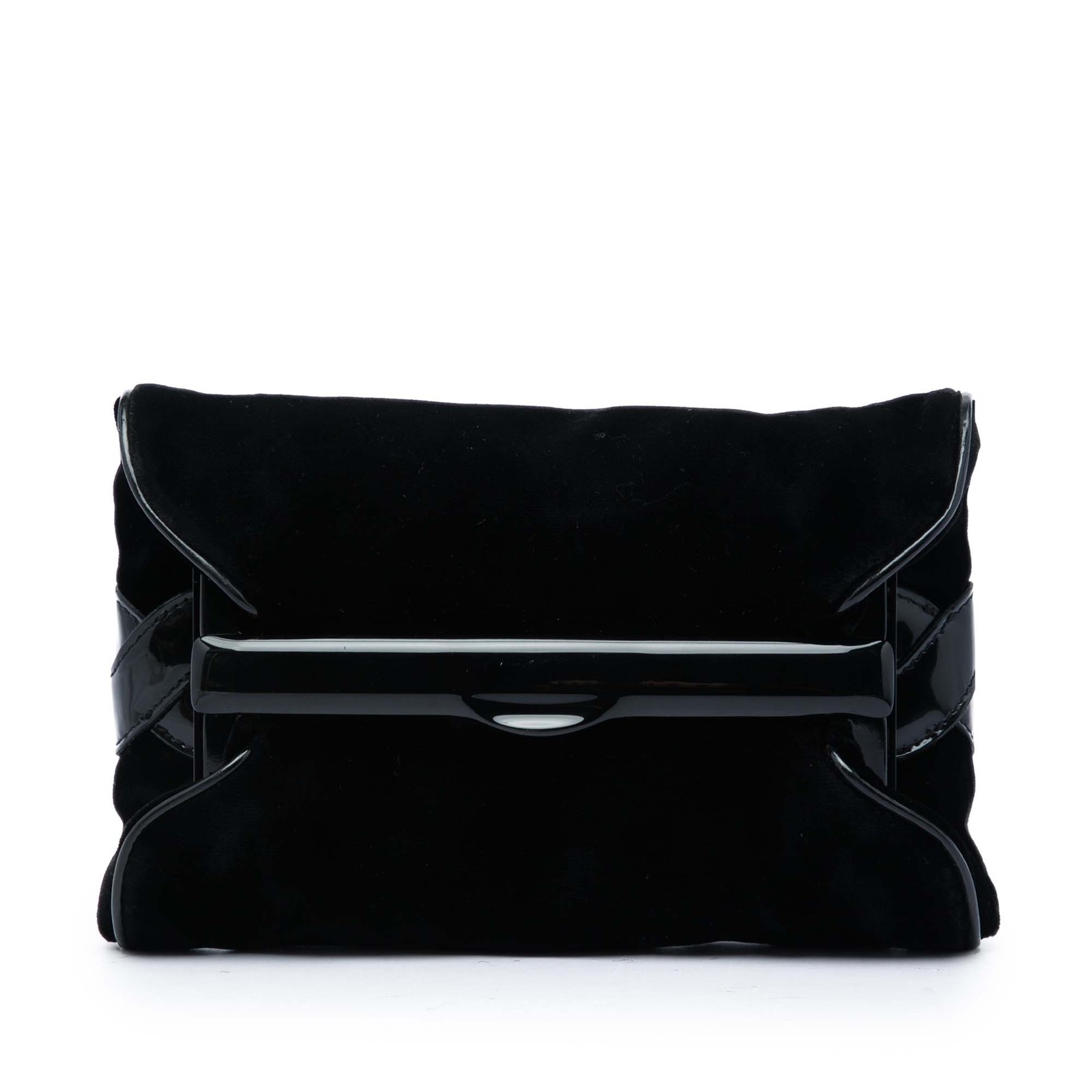 Bottega Veneta Velvet and Patent Clutch Pre-Loved Black