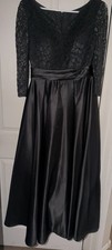 JJs House "Mother of the Bride" Dress Black Size US 10 - 3/4 Sleeves/Tea Length