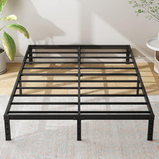 12 Inch Queen Size Metal Bed Frame Heavy Duty Steel Slat Mattress Foundation