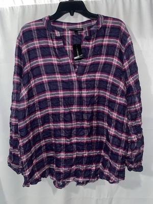 Lane Bryant Size 22/24 Womens Flannel Plaid Top Blouse Tunic Shirt NWT