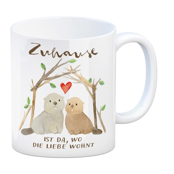 Biber Kaffeebecher Mit Spruch Zuhause Ist Da Wo Die Liebe Wohnt-image